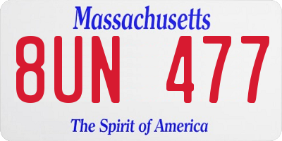 MA license plate 8UN477