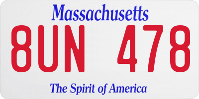 MA license plate 8UN478