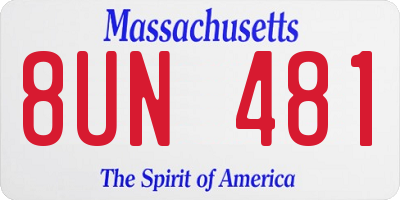 MA license plate 8UN481