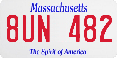 MA license plate 8UN482