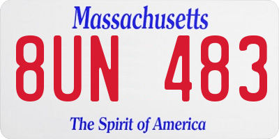 MA license plate 8UN483