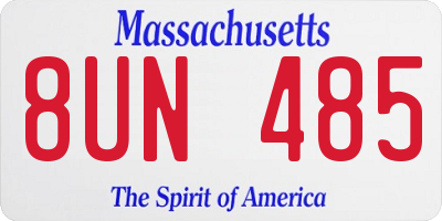 MA license plate 8UN485
