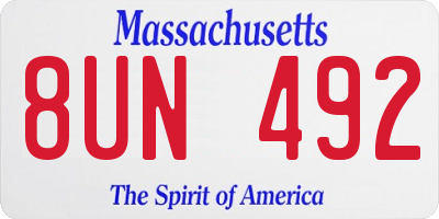 MA license plate 8UN492