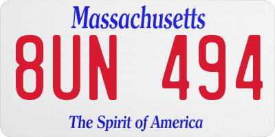 MA license plate 8UN494