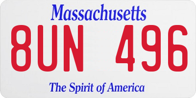 MA license plate 8UN496
