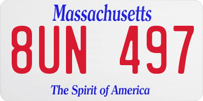 MA license plate 8UN497