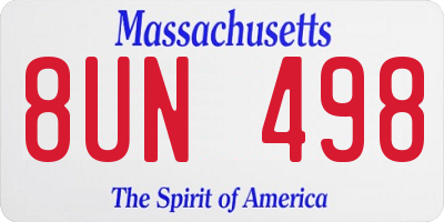 MA license plate 8UN498