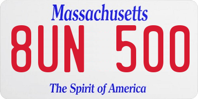 MA license plate 8UN500