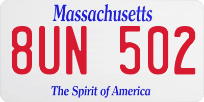MA license plate 8UN502
