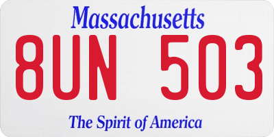 MA license plate 8UN503