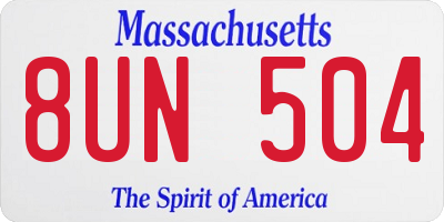 MA license plate 8UN504