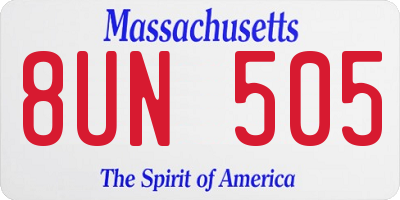 MA license plate 8UN505