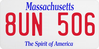MA license plate 8UN506