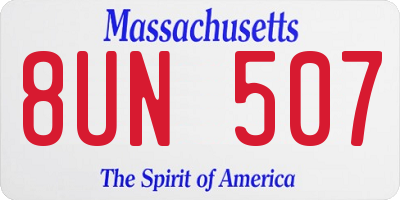 MA license plate 8UN507