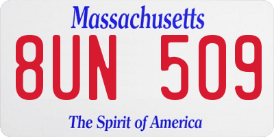MA license plate 8UN509