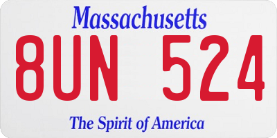 MA license plate 8UN524