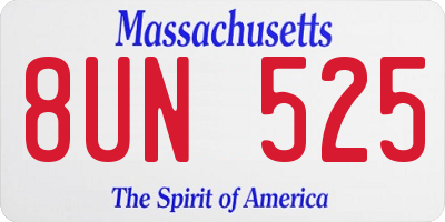 MA license plate 8UN525