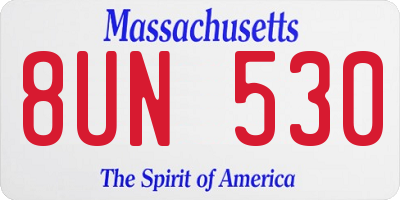 MA license plate 8UN530