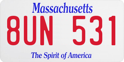 MA license plate 8UN531