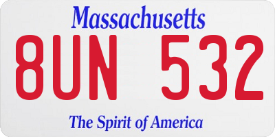 MA license plate 8UN532