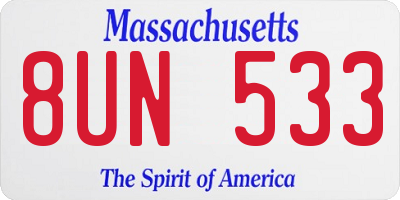 MA license plate 8UN533