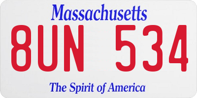 MA license plate 8UN534