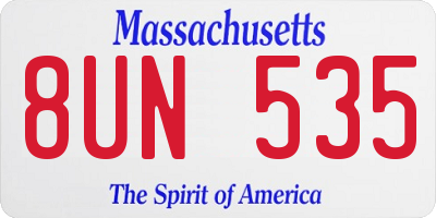 MA license plate 8UN535
