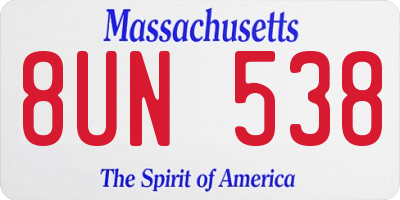 MA license plate 8UN538