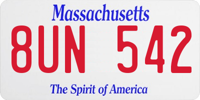 MA license plate 8UN542