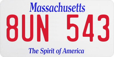 MA license plate 8UN543