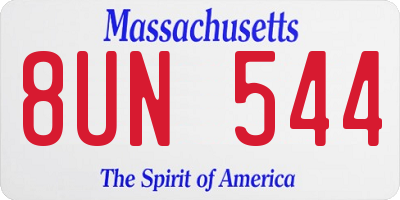 MA license plate 8UN544