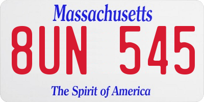 MA license plate 8UN545