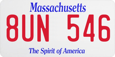 MA license plate 8UN546