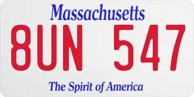 MA license plate 8UN547