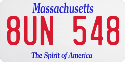MA license plate 8UN548