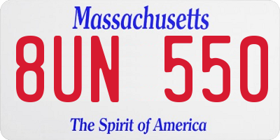 MA license plate 8UN550
