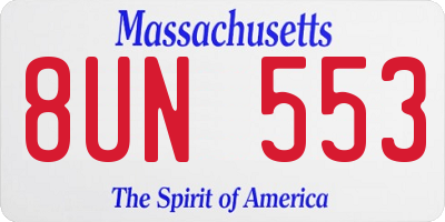 MA license plate 8UN553
