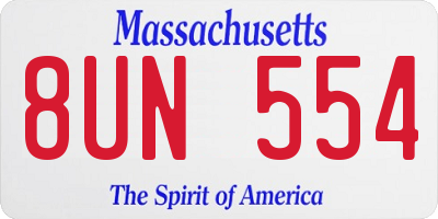MA license plate 8UN554