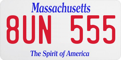 MA license plate 8UN555