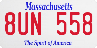 MA license plate 8UN558