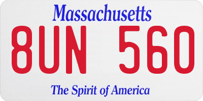 MA license plate 8UN560