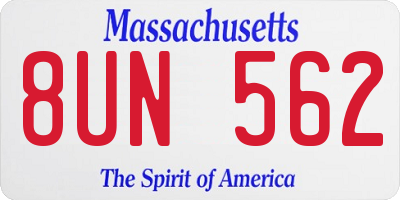 MA license plate 8UN562