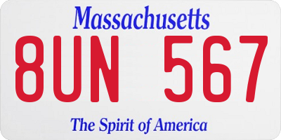 MA license plate 8UN567