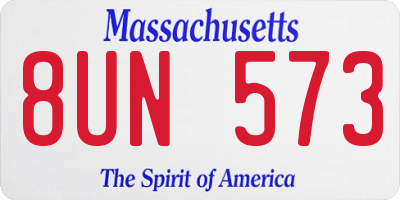 MA license plate 8UN573