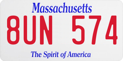 MA license plate 8UN574