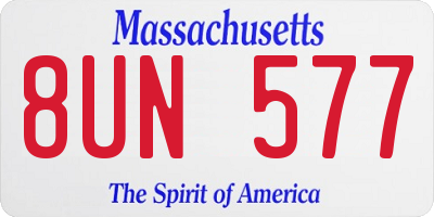 MA license plate 8UN577