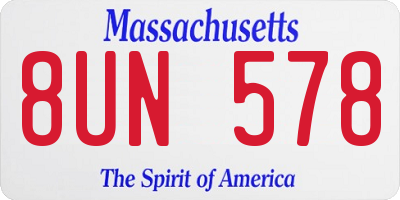 MA license plate 8UN578