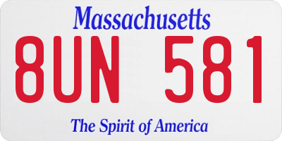 MA license plate 8UN581