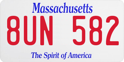 MA license plate 8UN582