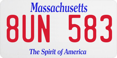 MA license plate 8UN583